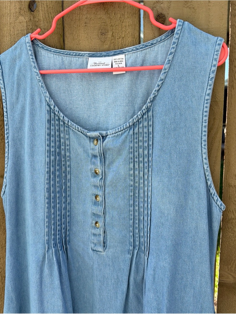 Vintage Women’s The Vermont Country Store Denim Sleeveless Dress Size Large - Picture 2 of 9
